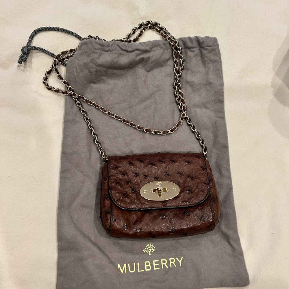 Mulberry Lily Mini in Oxblood Ostrich